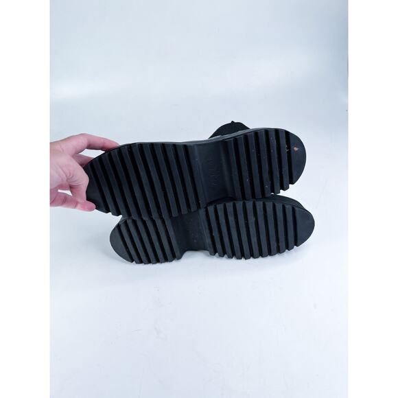 Zara TRF Size US 9 (EU 40) Rugged Chunky Sole Leather Boots - Black - Picture 9 of 10